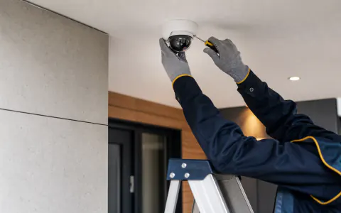 Apartman girişinde güvenlik kamerası montajı